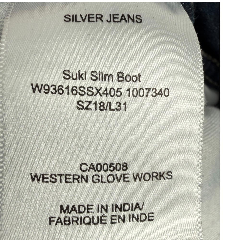 Silver Jeans Co Womens Suki Mid Rise Slim Bootcut Jeans Dark Wash Denim Size 18 - Picture 4 of 14